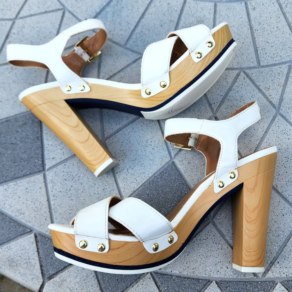 Tommy Hilfiger Whitnee Slingback Wooden Heel Sandals 9.5 - Picture 12 of 13